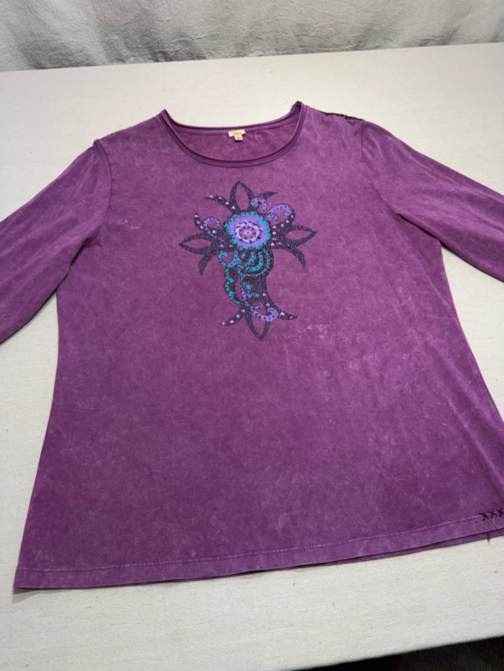 Rena - Purple Floral Embellished Women’s Top - Size XL - Picture 8 of 16
